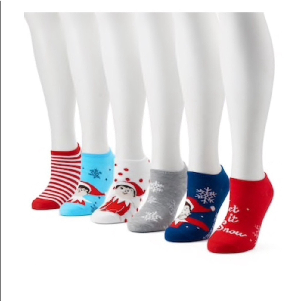 The Elf on the shelf 6 pack of no show socks
Sock 9-11 shoe 4-10